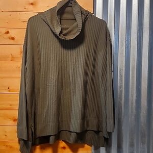 Anthropologie Maeve Olive Green Ribbed cowl neck Sweater Size Large